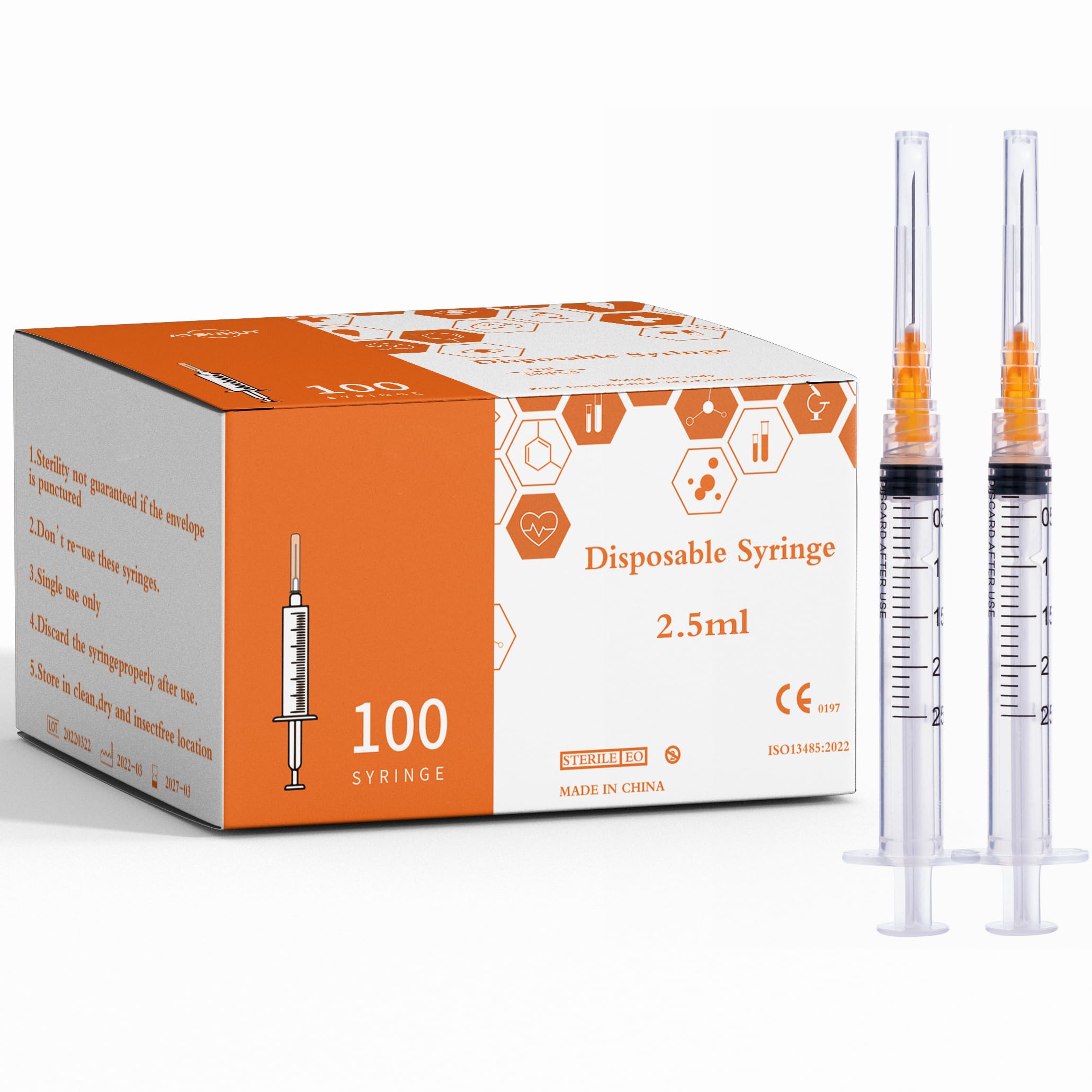 Syringe with Needle (2.5ml-25G-100Pack)