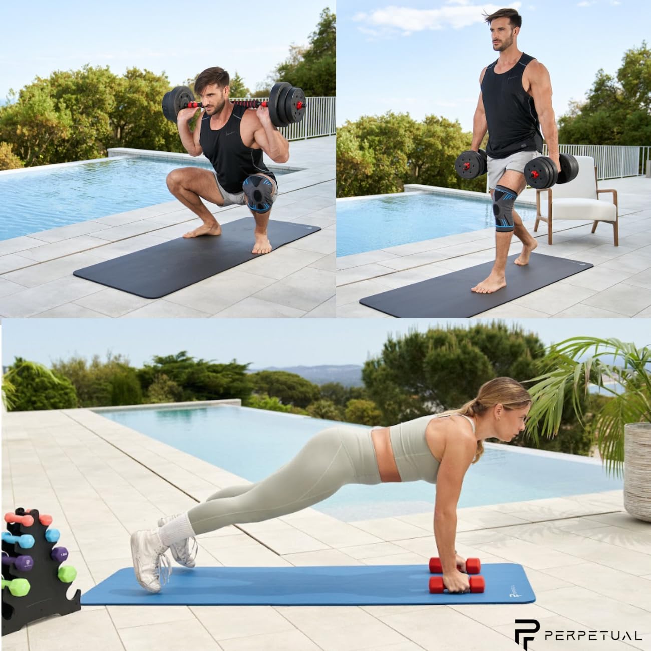 PERPETUAL Esterilla de Yoga y Pilates 10/15mm - Mat Antideslizante - Con Correa y Bolsa de Transporte - Colchoneta Gruesa y Plegable - Hombre/Mujer - Gimnasia, Fitness y Ejercicios - Gimnasio en Casa