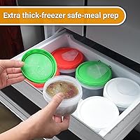 Vista 13 de EONJOE Recipientes de plástico de 2 onzas con tapas, recipiente pequeño para aderezo de ensalada para llevar, tazas para salsas y condimentos