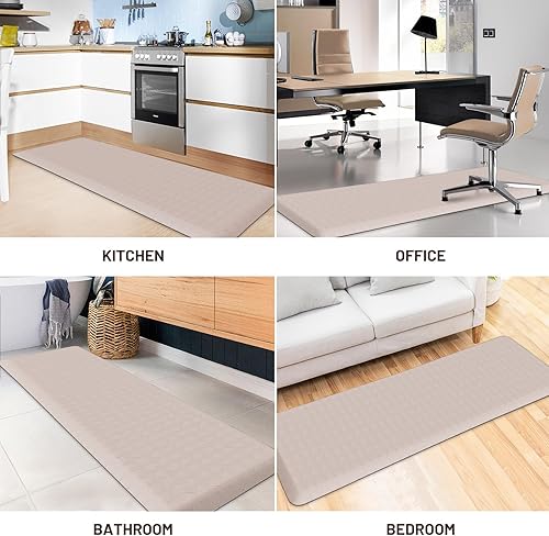 Vista 63 de HappyTrends - Tapete acolchado antifatiga y antideslizante, 17.3 x 28 pulgadas, grueso, resistente, impermeable, ergonómico, cómodo, para cocina