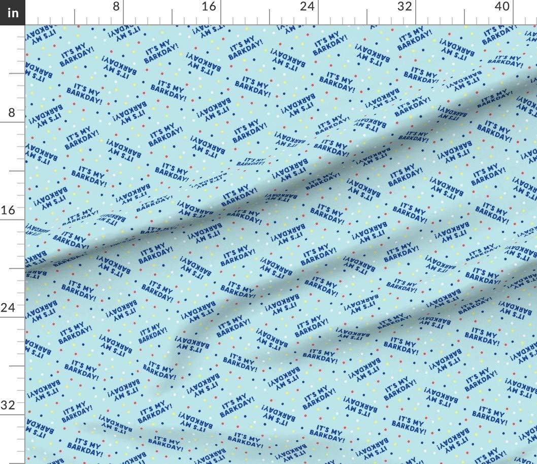 Spoonflower Fabric - Barkday Blue Dog Puppy Birthday Pet Rescue Dogs Printed on Petal Signature Cotton Fabric by The Yard - Sewing Quilting Apparel Crafts Decor