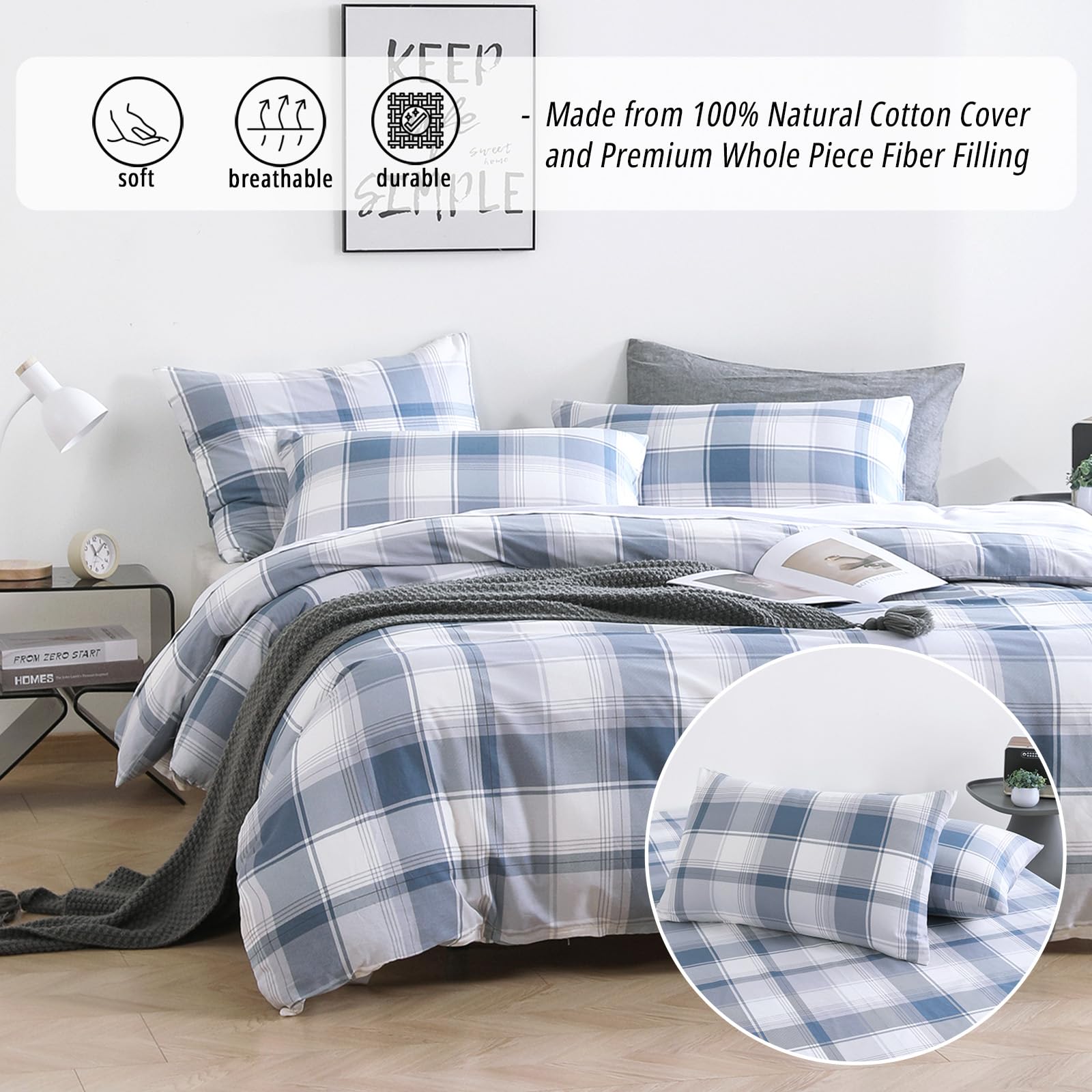 Amazon｜LEMIROE ヴィンテージコットン掛け布団 クイーンサイズ 3枚