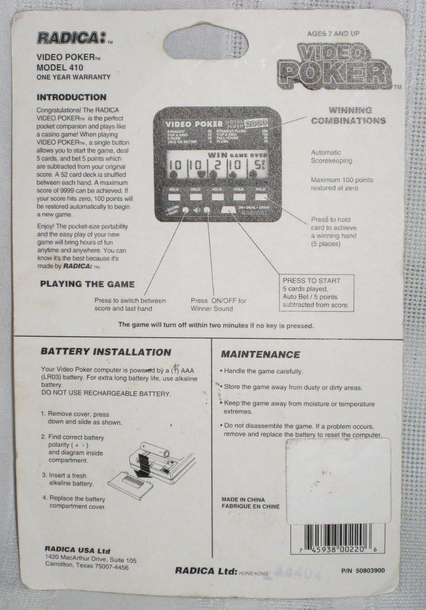 Electronic Video Poker "Royal Flush 2000" Handheld Game (Radica)