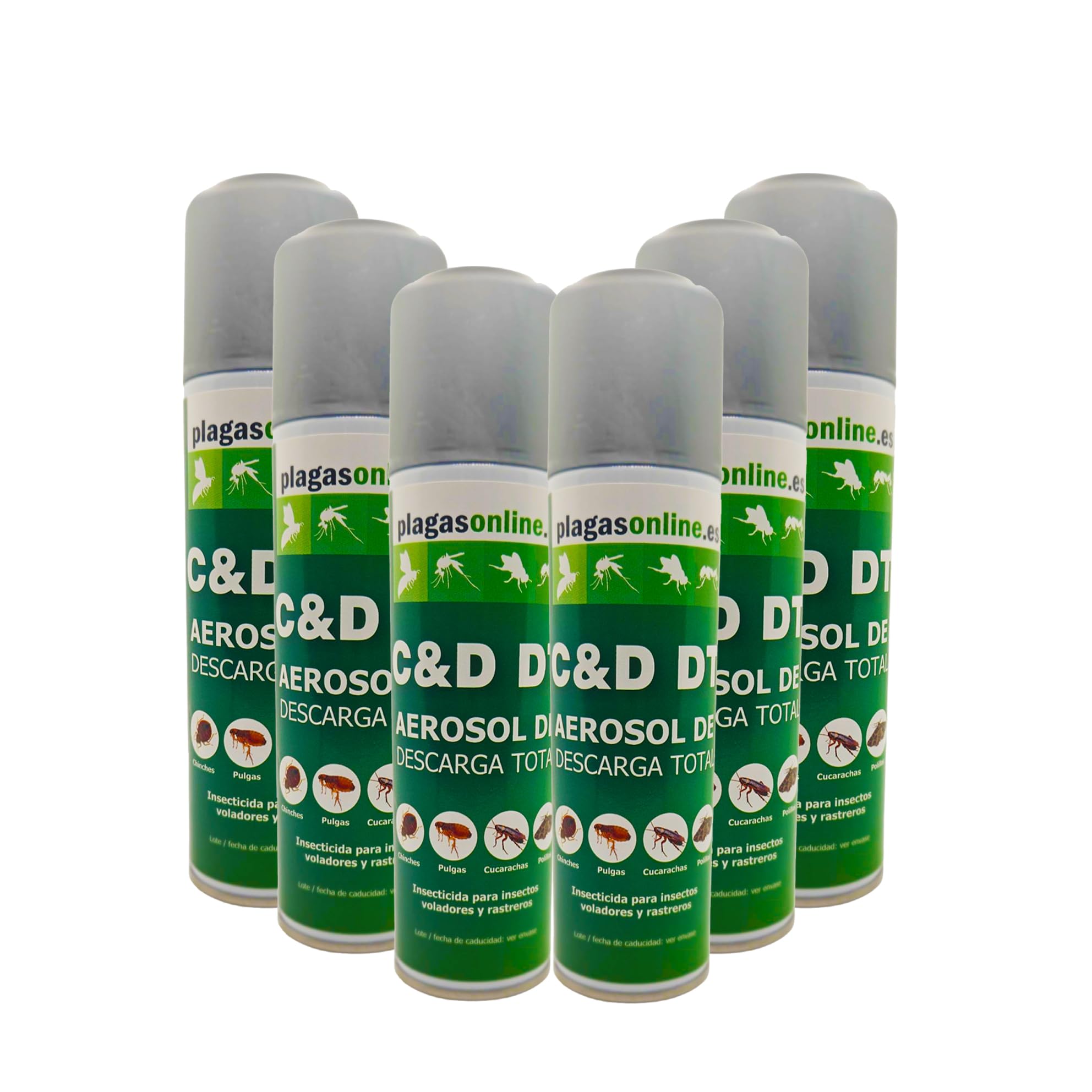 Bomba Insecticida Fumigadora 250ml · Aerosol fogger descarga total · Mata Cucarachas, Chinches, Mosquitos, Pulgas y Más · Acción Rápida · Fumigación Eficaz (6 Uds.)