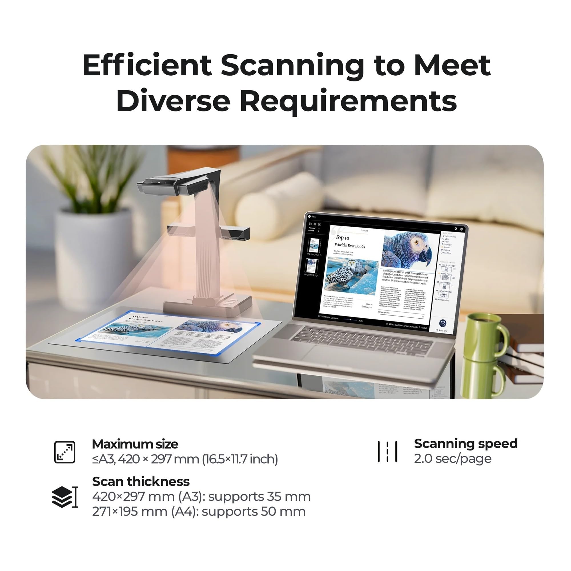 Scanner per documenti, Scanner for documenti doppio formato A3/A4 con OCR: conversione in PDF Word ricercabile