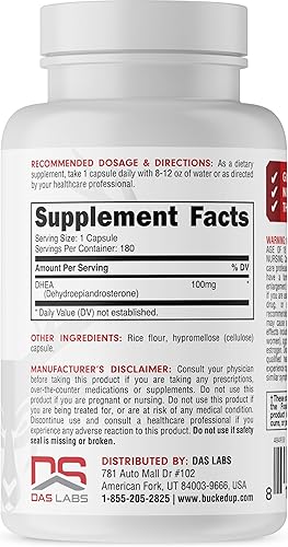 Miniatura 2 de Bucked Up DHEA 100 mg por porción, esenciales (180 porciones, 180 cápsulas)