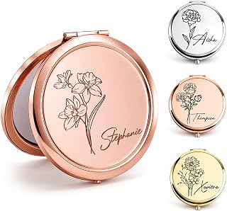 Personalized Compact Mirror with Name, Custom Pocket Mirror for Women, Travel Purse Mini Makeup Mirror, Monogram Bridal Shower Favors, Bridesmaid Birthday Gifts