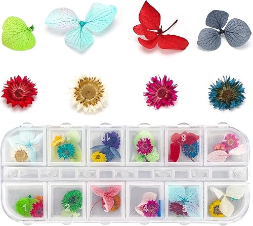 Miniatura 9 de Gartful 4 cajas de flores secas para resina, 48 estilos de flores naturales 3D apliques suministros de manualidades, rellenos de resina epoxi para