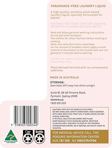 Miniatura 2 de Nontre, concentrado líquido para ropa de bebé, sin fragancia, solución suave, fórmula no irritante, adecuado para pieles sensibles, sin perfume ni
