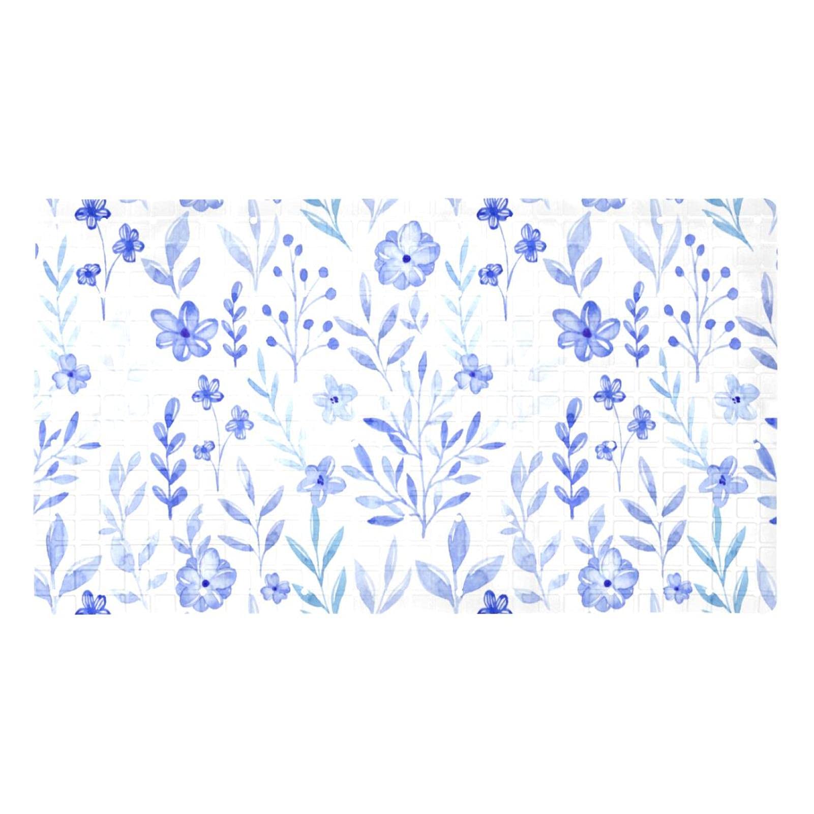 Tapis de bain floral bleu 40x70 cm pour une douche zen et sécurisée