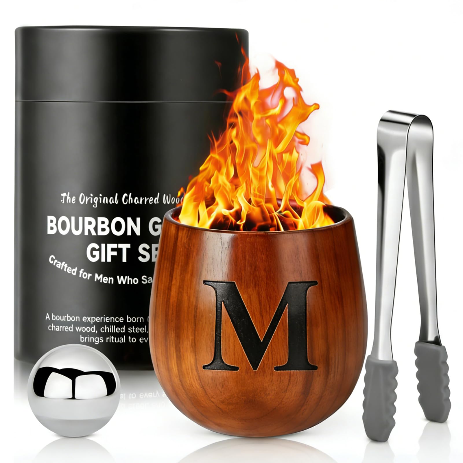 Whisky Gläser Set Aus Holz, Personalisiertes Bourbon Trinkglas, Isolierter Premium Whiskybecher, Perfekte Geschenke Für Männer, Ehemann, Vater, Bruder, Whisky-Liebhaber, Geburtstag (M,300ml)