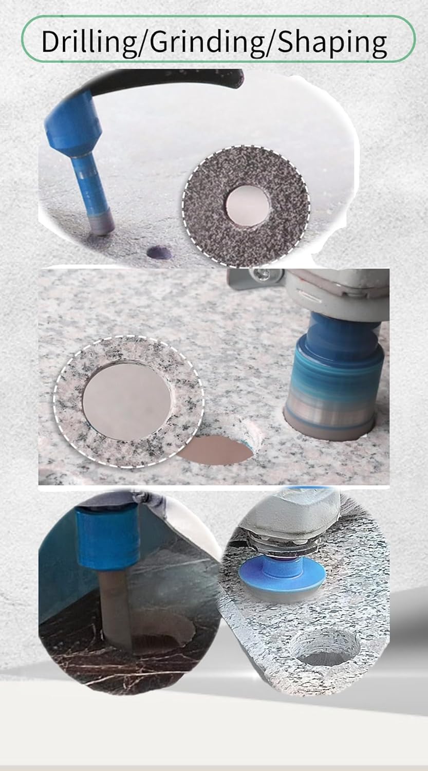 Diamond Tile Drill Bits Kit 11pcs - 6/8/10/25/35/50/65mm Hole Saw,10mm Finger Milling Bit 2" Chamfer Bit with Hex Adapter and 4.5" Diamond Blade for Tile Porcelain Marble