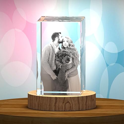 Miniatura 2 de Neniftic Regalos de aniversario para élella, foto de cristal 3D personalizada para mamá, papá, novias, novios, cristal personalizado grabado para