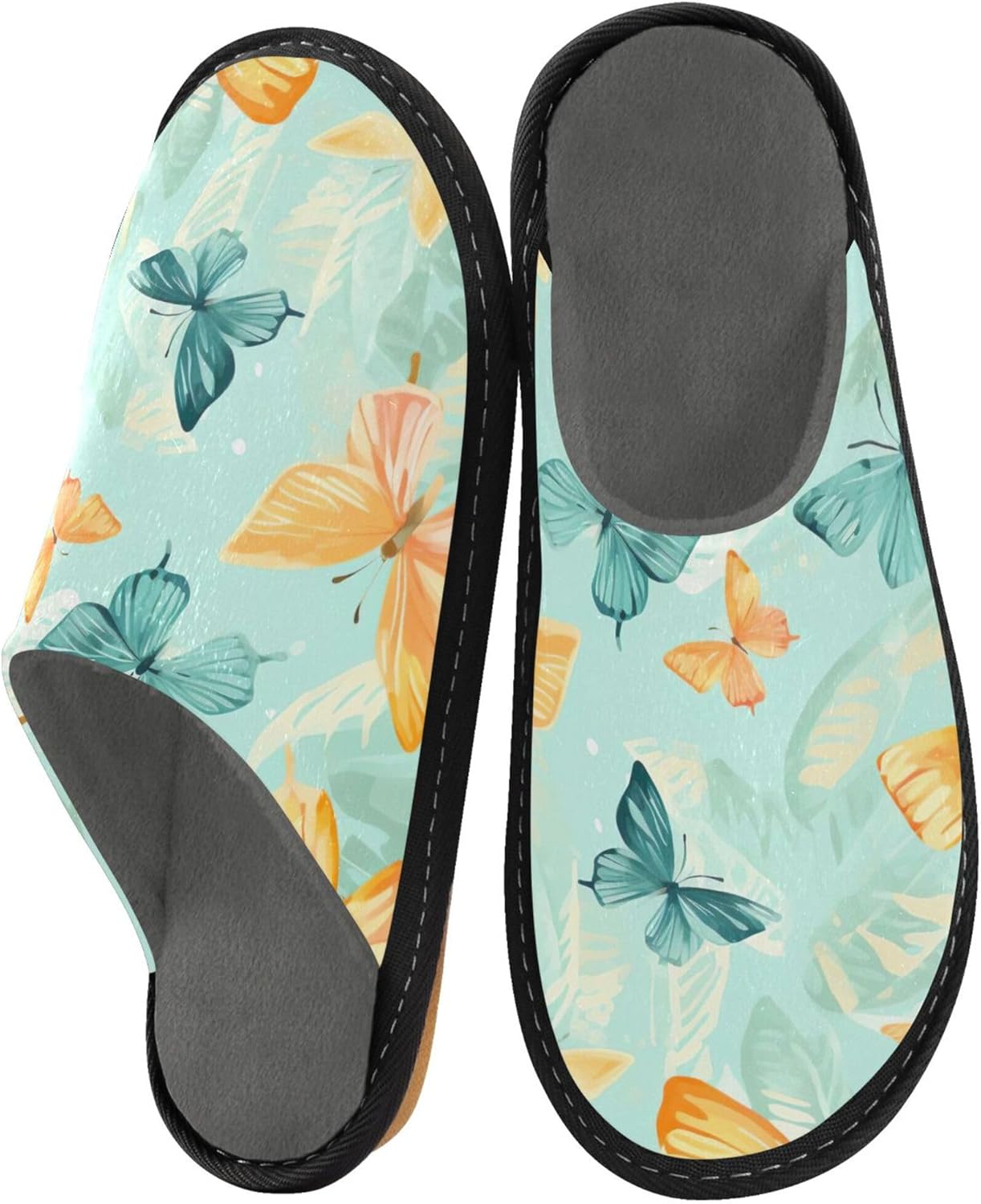 Butterfly House Slippers – Cozy Fuzzy Slippers for Guests, Washable & Disposable, Perfect for Shoeless Home, Spa & Hotel Use A111827