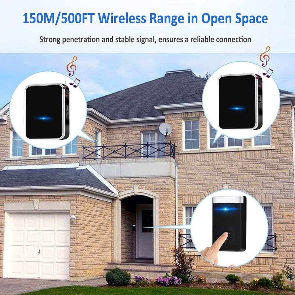 Waterproof Doorbell Electronic Chime Kit with 2 Plug-in Home Intelligent Door Bell Chime Doorbell