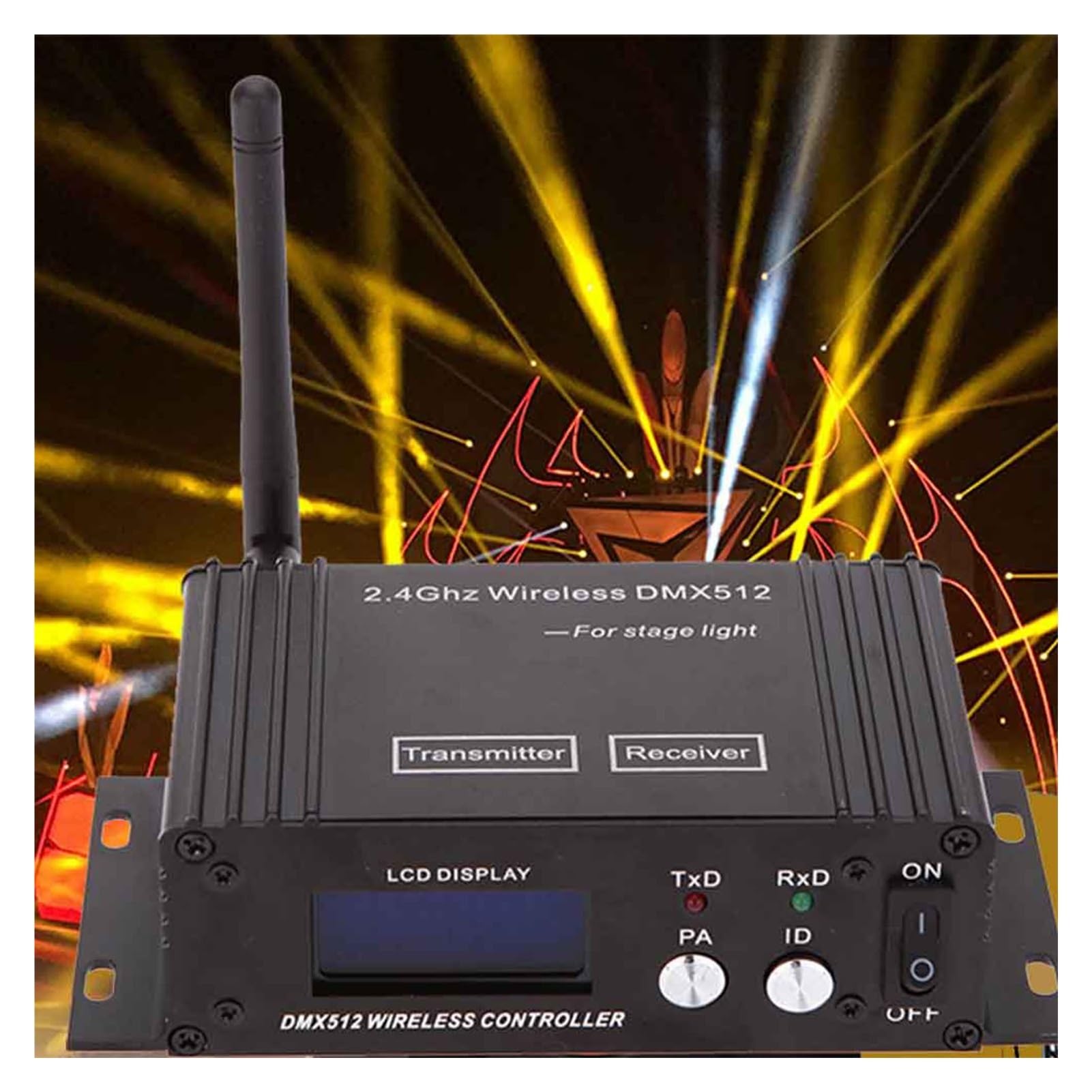 DMX Controller, 2,4G Wireless DMX 512 Controller Sender Empfänger, LCD-Display Leistung einstellbar Repeater Beleuchtung Controller
