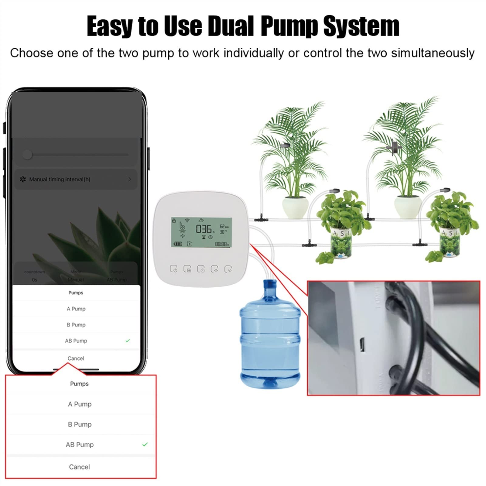 Kit di irrigazione a goccia automatica Timer di irrigazione for irrigazione digitale Wifi Tuya Controller di irrigazione a micro-drip del timer automatico intelligente con pannello solare per Piante i