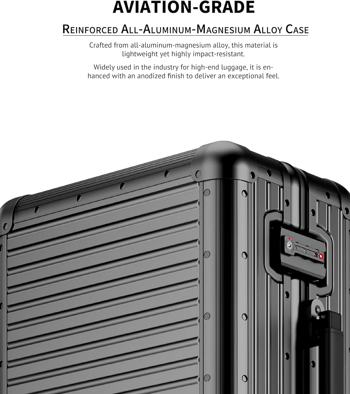 All Aluminum Carry On Luggage 22x14x9 Airline Approved, Zipperless Aluminum Suitcase, Hard Shell Carry On Luggage with TSA Lock, Spare Wheels. (Black, 20in)
