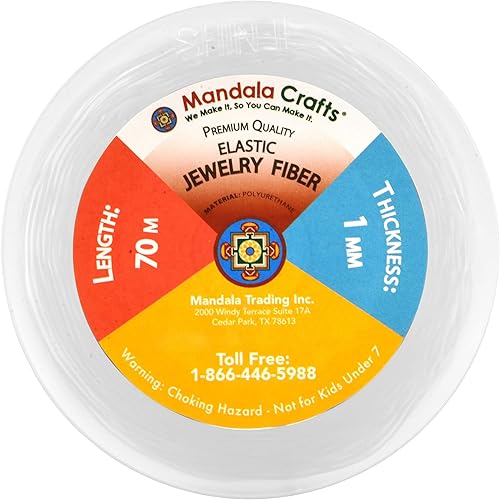 Miniatura 3 de Mandala Crafts Cuerda elástica de fibra elástica de calidad comercial para la fabricación de joyas, cuerda elástica para pulseras, cuerda elástica