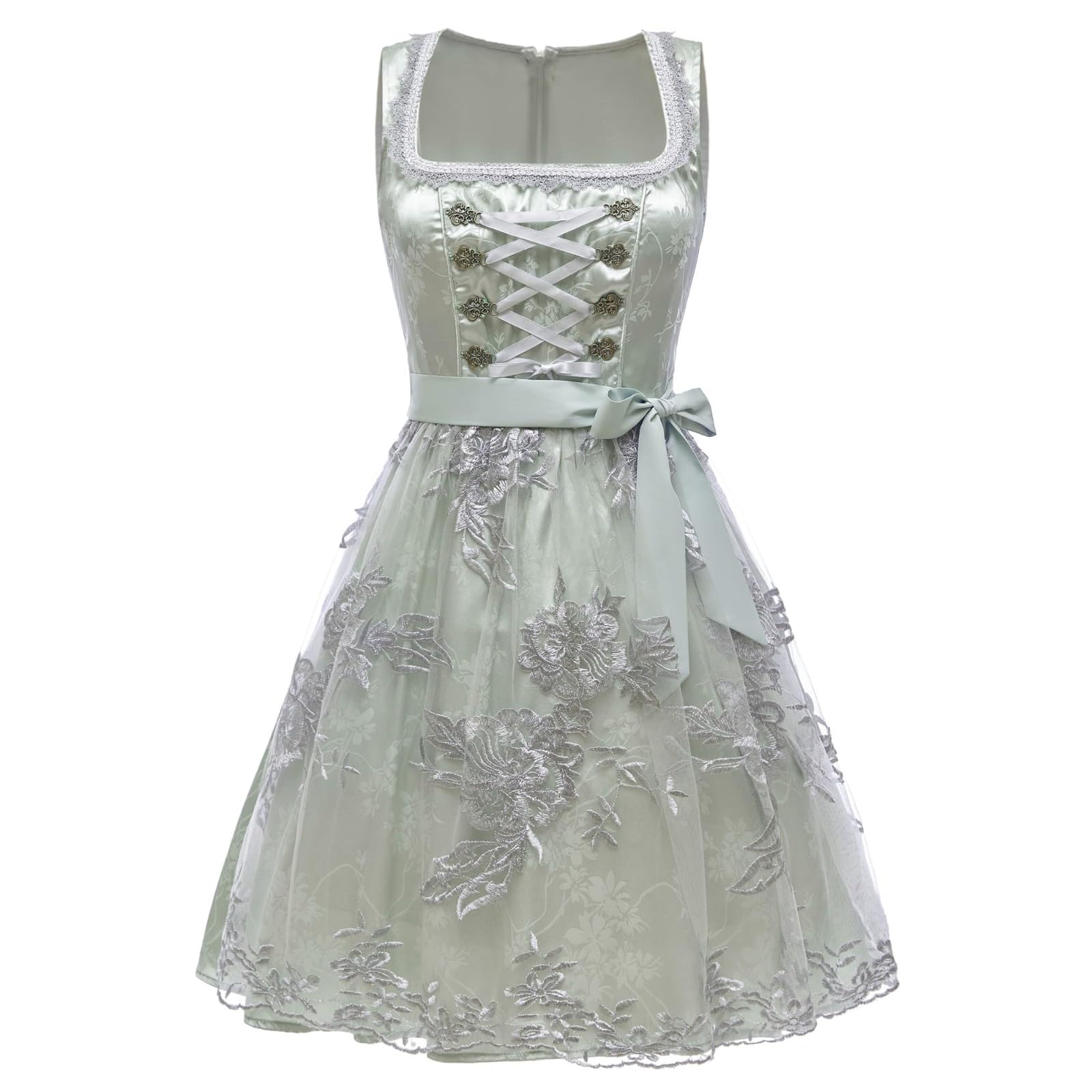 Dirndl Midi Damen Eckiger Ausschnitt Blumenmuster Dirndl Kleid Trachtenkleid Trachten Oktoberfest Damen Outfit Elegant Trachtenrock Wiesn Outfit Trachtenmode Dirndlkleid Für Oktoberfest Karneval