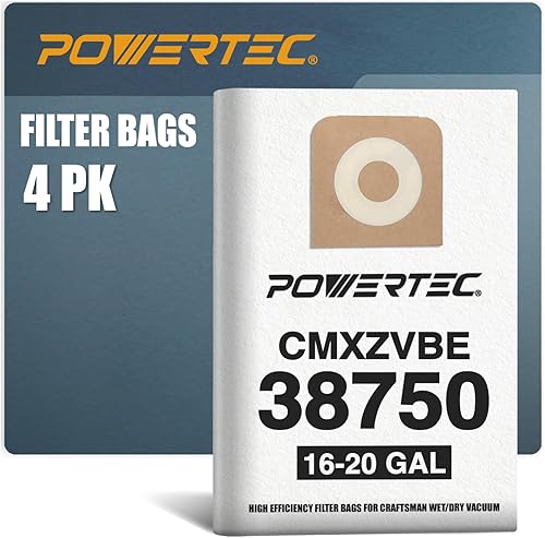 POWERTEC 75069-P2 - Paquete de 4 aspiradoras Craftsman de 16 a 20 galones, repuesto para #CMXZVBE38750