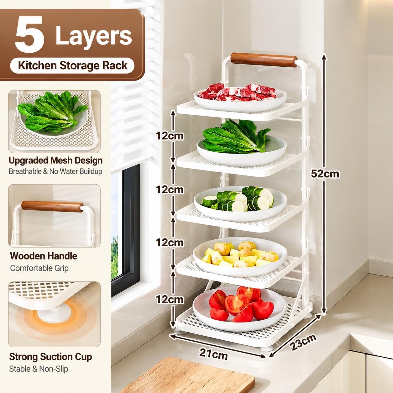 Étagère de Cuisine, Organisateur Pliable en Maille pour Plan de Travail