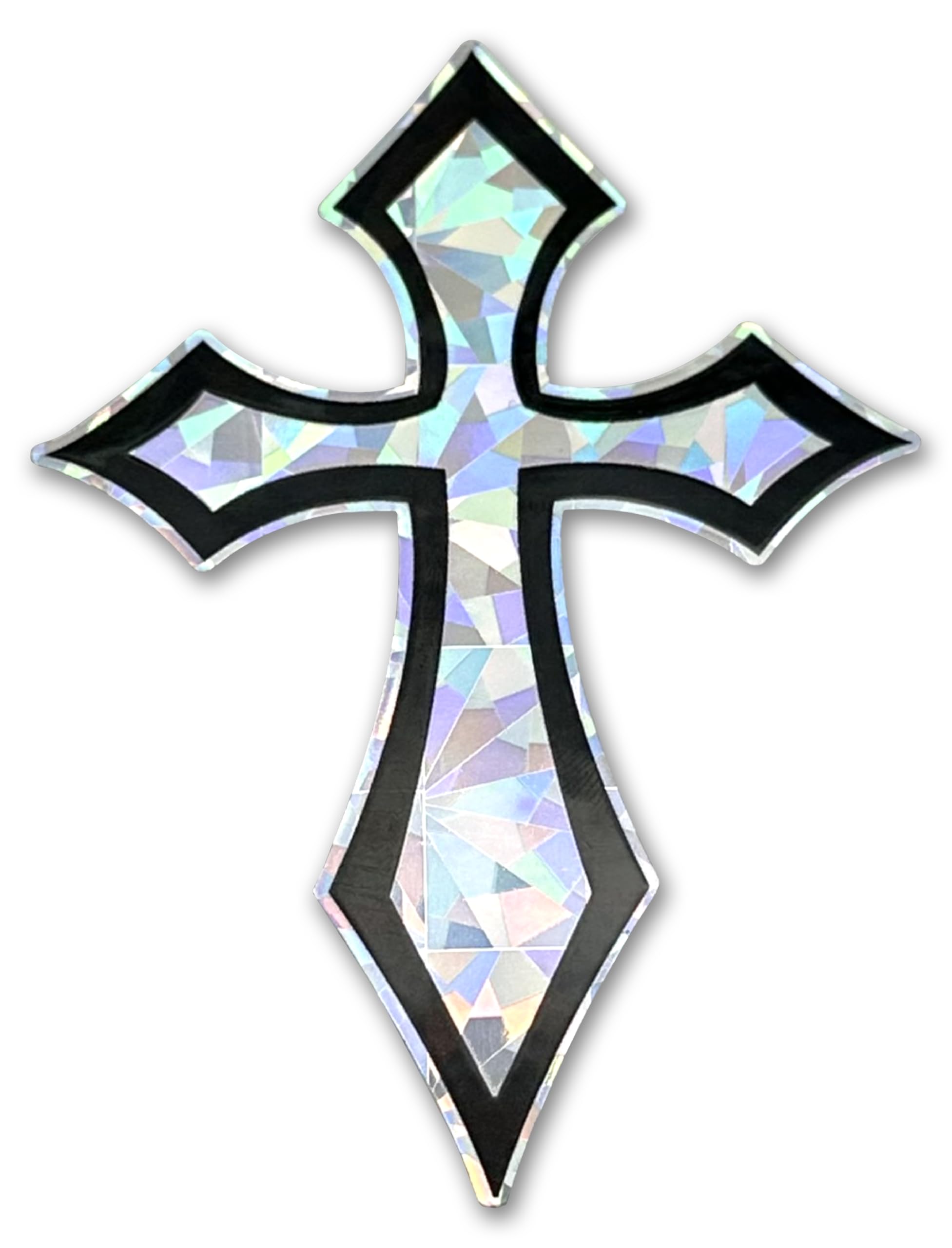 Elektroplate Christian Pointed Gothic Cross Reflective Car Decal 4"