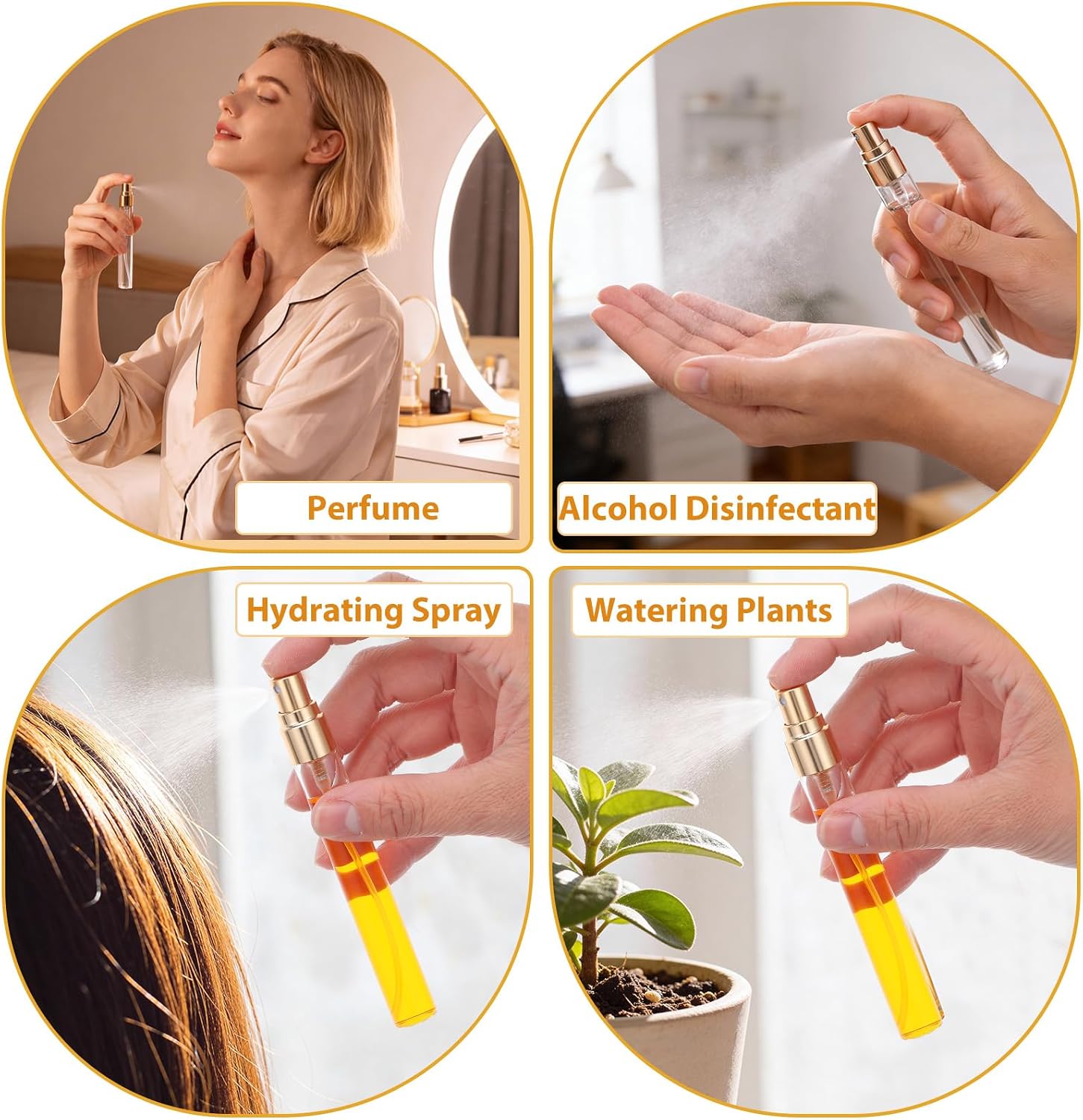 60 Pcs 10ml/0.34oz Mini Perfume Bottles Fine Mist Atomizers with Caps