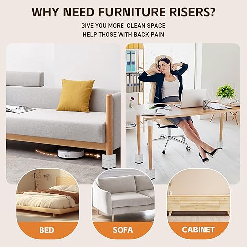 Miniatura 79 de Bed Risers, Furniture Raise Blocks, 2,3 or 4 inch Stilts Heavy Duty for Bed Couch Desk Sofa Table Lifts, Furniture Legs Lifters Support up to 1300