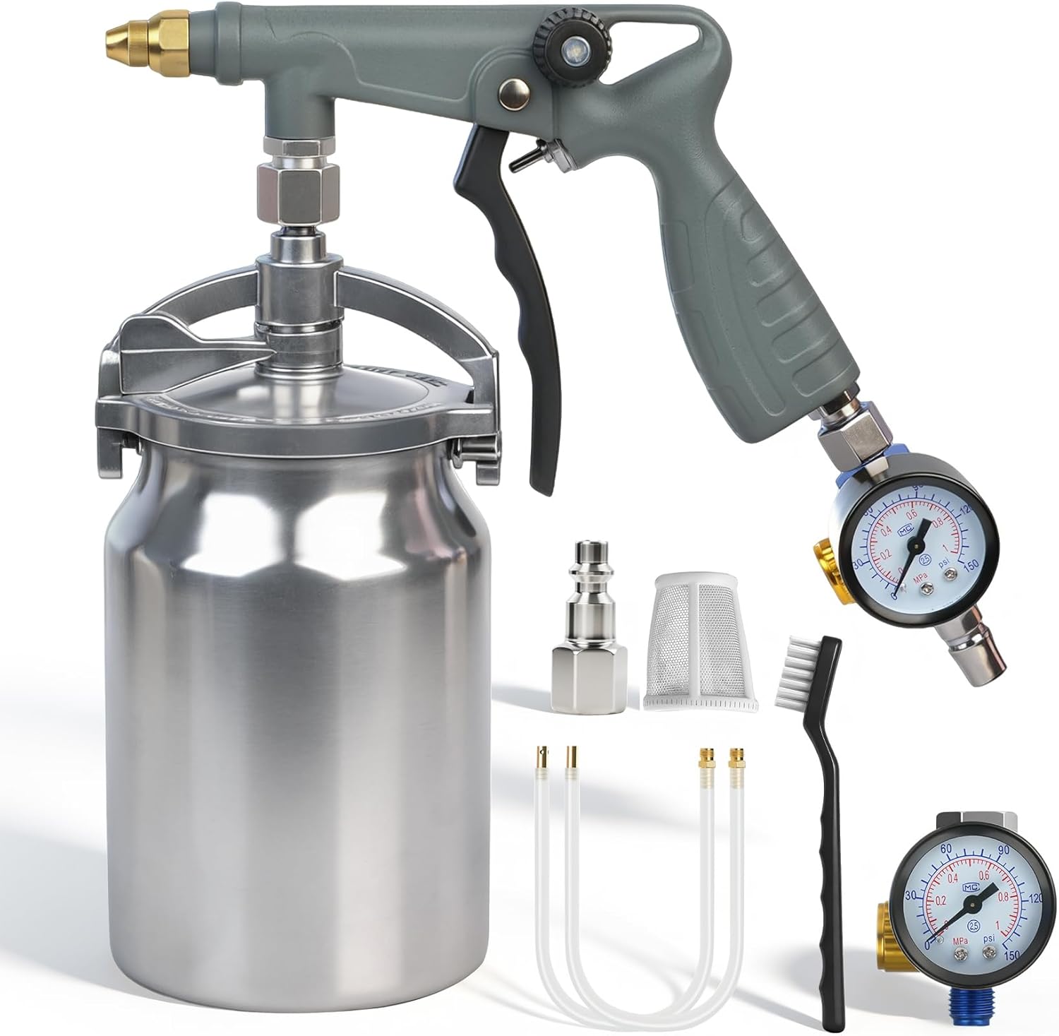 Undercoating Spray Gun with Suction Feed Cup, 360° Flexible Wand & Filter Screen Cover & Air Pressure Regulator – Rubberized Coating Sprayer for Truck Bed Liner, Rust Proofing, and Chassis Protection