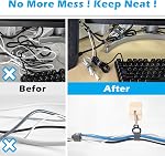 108pcs Câblodistribution réutilisable: Straps Tidy up Câblés, Plus de Mess, Long-Lasting, Strengthly Sticking, Multi-Purpose, Crochet réglable et Loop Wire Organizers pour la maison et le bureau