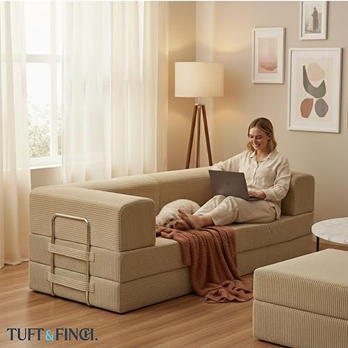 Miniatura 2 de TUFT & FINCH Sofá extraíble de 3 plazas premium, sofá biplaza convertible para cama, sofás para sala de estar, oficina, apartamento y espacios