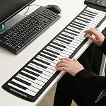 Portable Rollup Piano, 61 Keys, Soft Flexible Foldable Electronic Keyboard, with External Power Adapter, for Children and Beginners