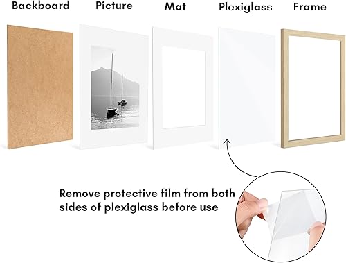 Vista 170 de Americanflat Portarretratos de 5 x 6 pulgadas con plexiglás pulido, juego de 5 portarretratos de 2 x 3 pulgadas con paspartú o para fotos de 5 x 6