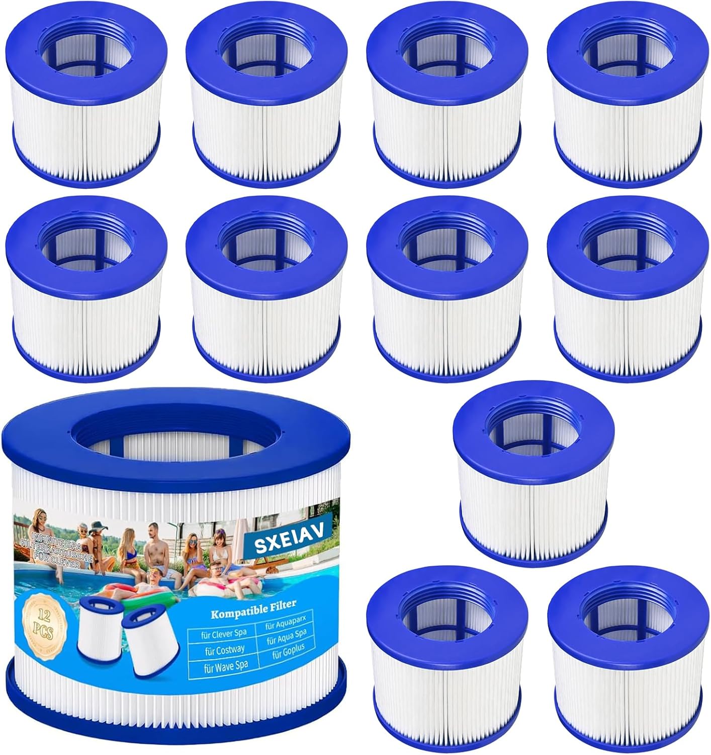 Hot Tub Replacement Threaded Filter Cartridges,Screw-in Hot Tub spa Filters for All Relxtime, Aleko, Wejoy,Aquaspa Hot Tubs & Other Spas(12 Pack)