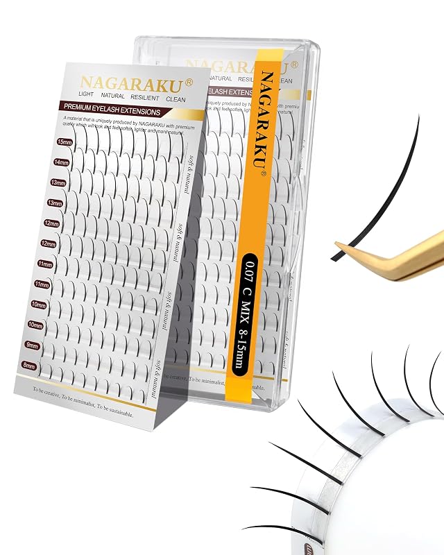 Extensões de cílios NAGARAKU Fairy Spikes 0,07 mm C Curl 8–15 mm sortidos