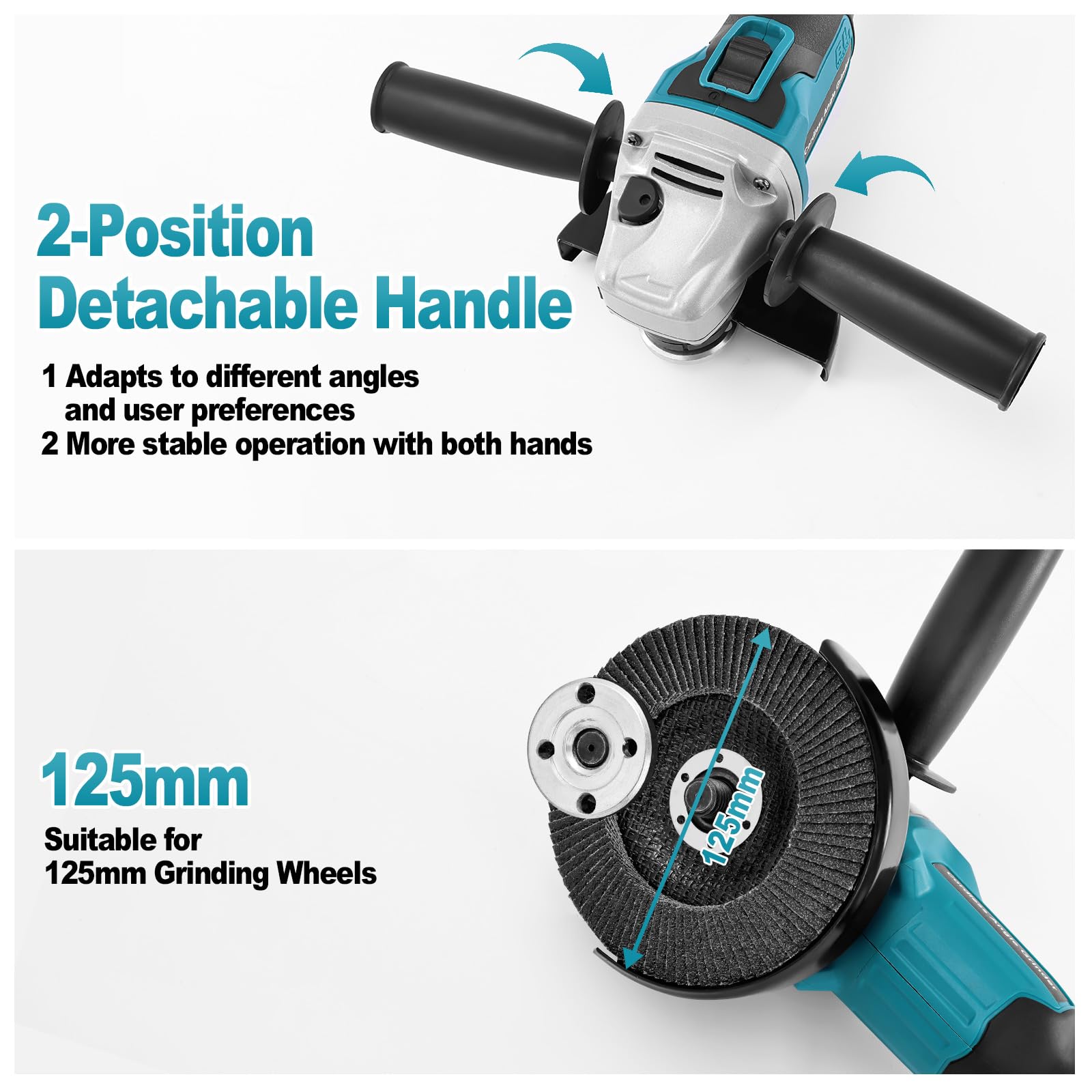 Yofuly Akku Winkelschleifer für Makita Akku 18V 21V, 2× 3.0Ah Akkus & Ladegerät, Akku Flex Trennschleifer 125mm, 9000U/min, 3 Stufige Drehzahlregelung, Inkl. 5* Trennscheibe, 2* Fächerscheibe