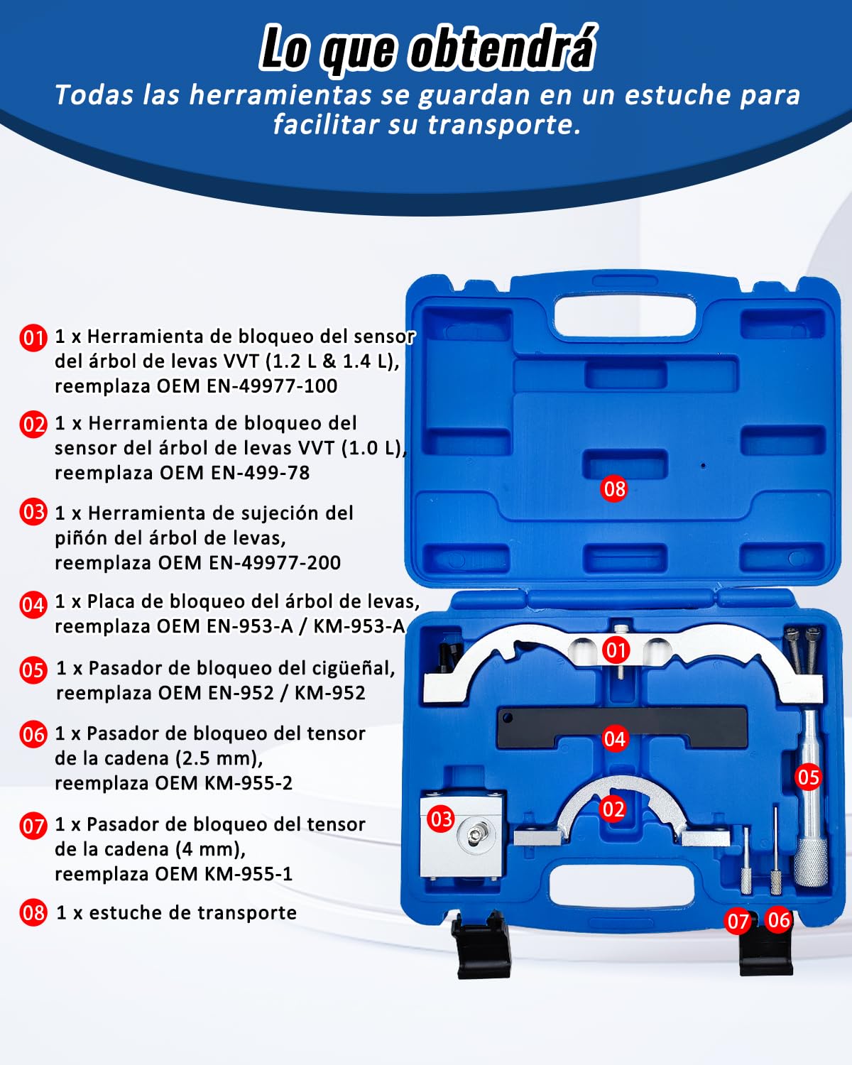 Kit Calado distribucion del Motor, Herramientas de Bloqueo árbol de levas compatibles con Chevrolet Opel Vauxhall 1.2, 1.4, reemplaza OEM EN-49977-100, EN-49977-200, EN-499-78, EN-953-A