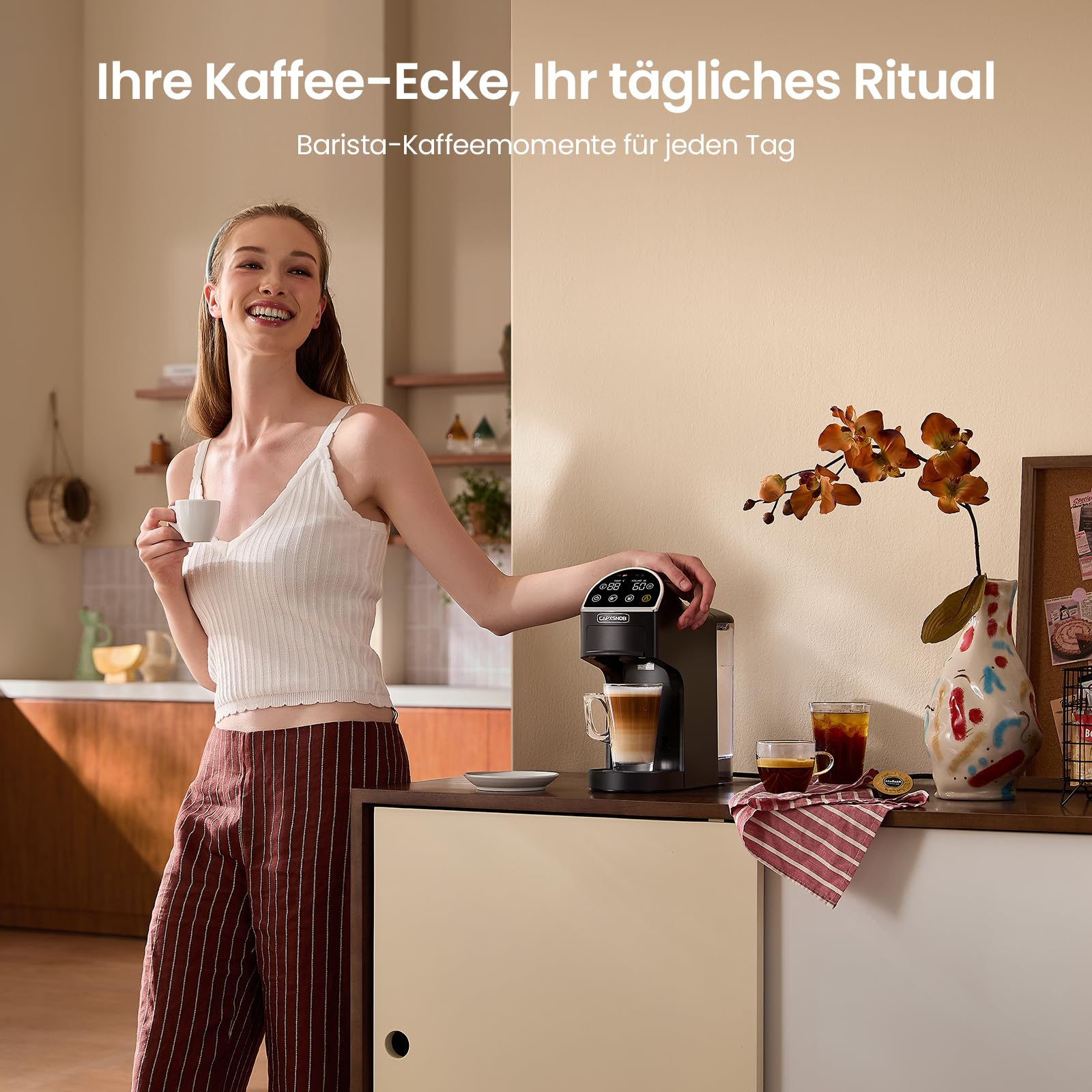 Magician2 5 in 1 Kapselmaschine für Nespresso, Dolce Gusto, Lavazza A Modo Mio, ESE 44 Pads, 20 Bars, 1400W, 1,2 L, LED-Display, Espressomaschine