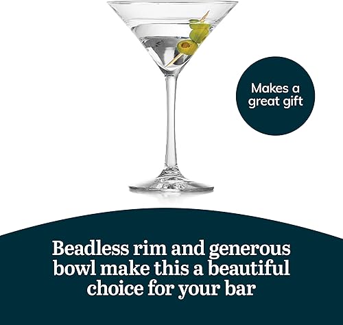 Vista 41 de Libbey Entertaining Essentials - Juego de 6 vasos de Martini aptos para lavavajillas, vasos de Martini de tallo alto para fiestas y más 8 oz - Juego