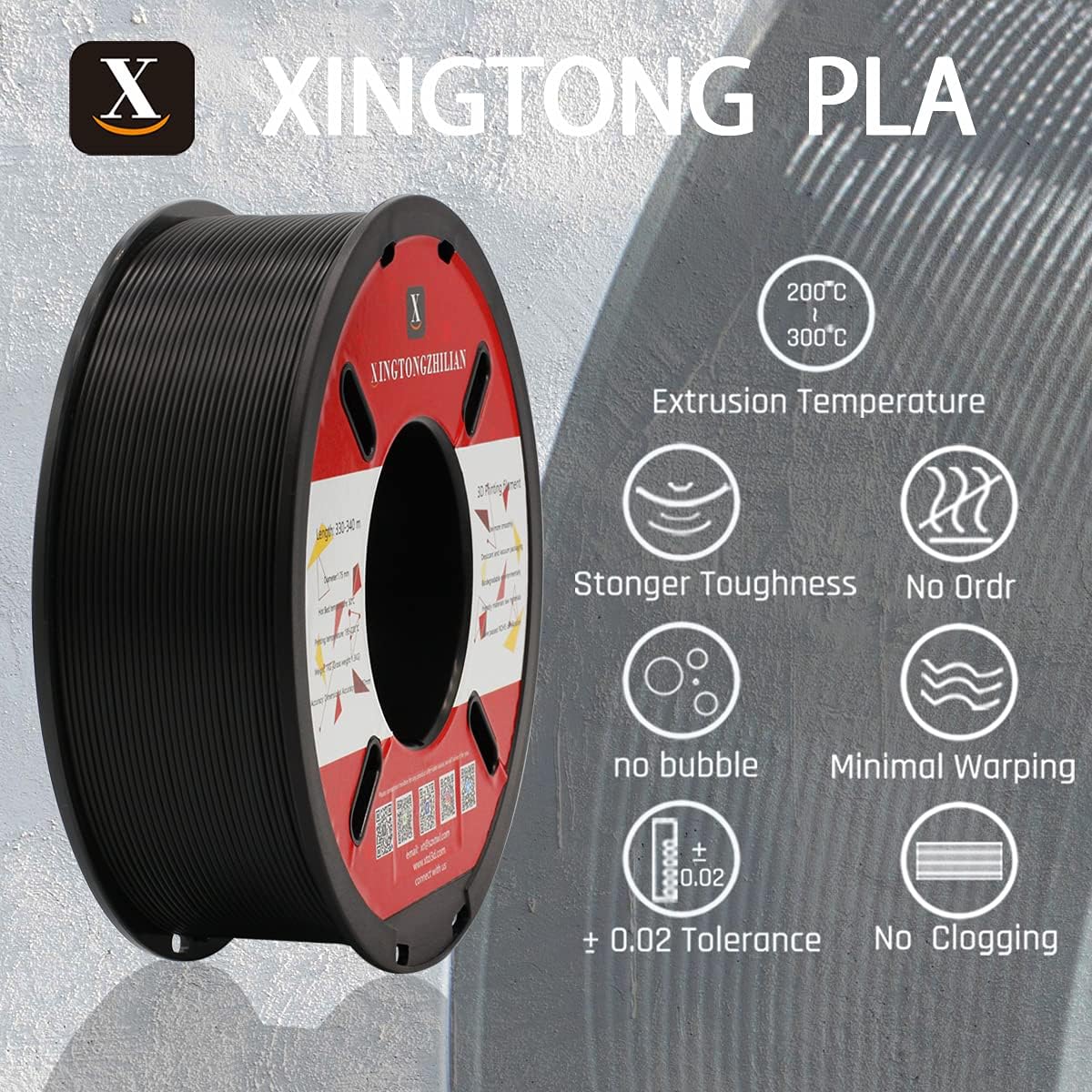 PLA Filament 1.75mm, 3D Printer Filament for 3D Printers Accuracy +/- 0.02 mm 1Kg Spool, 1.75mm, Matte Black PLA