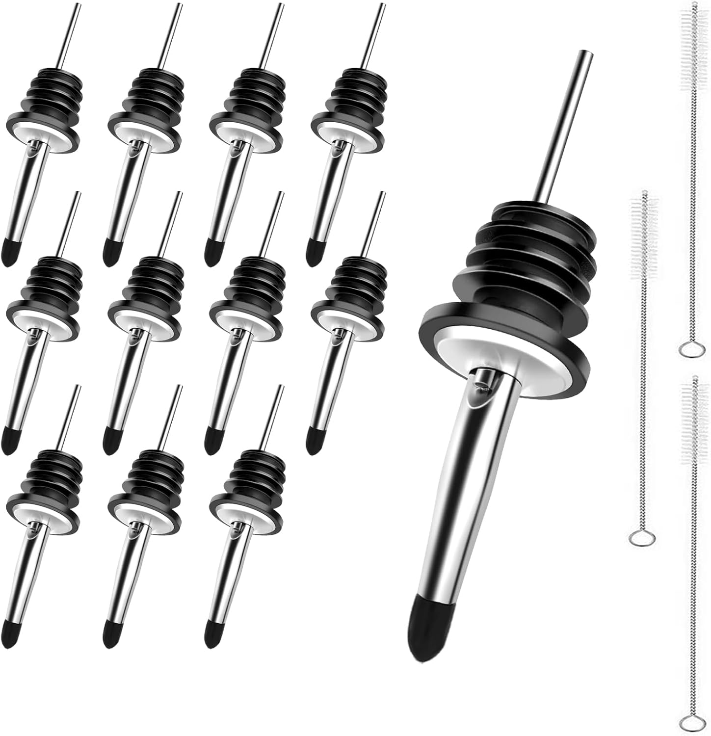 12 Pieces Bottle Pourers for Spirits, Stainless Steel Freeflow Liquor
