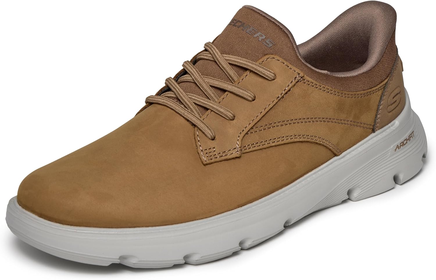 Skechers Men's USA Arch Fit Garza - Langston Round Toe Leather Bungee Lace Slip-Ins