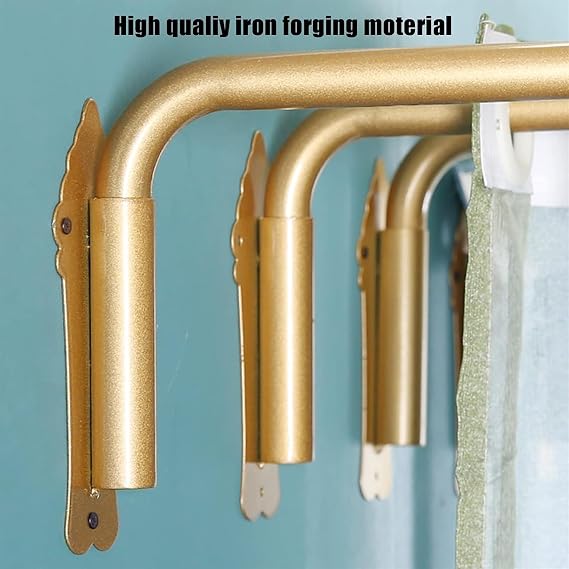 Heavy Duty Iron Drapery Rod With Finials,1pcs Swing Arm Window Curtain Rod, Movable Window Curtain Rail Display Stand For Front Door Store Kitchen Bathroom(120cm(47.2in), Black) (Color : Gold, Size