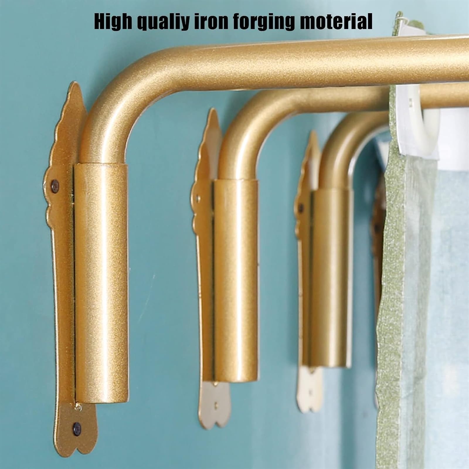 Asta in ferro pesante con terminali, braccio oscillante regolabile per finestra, tenda mobile per cucina, bagno, porta d'ingresso (120 cm / 47.2in, nero)