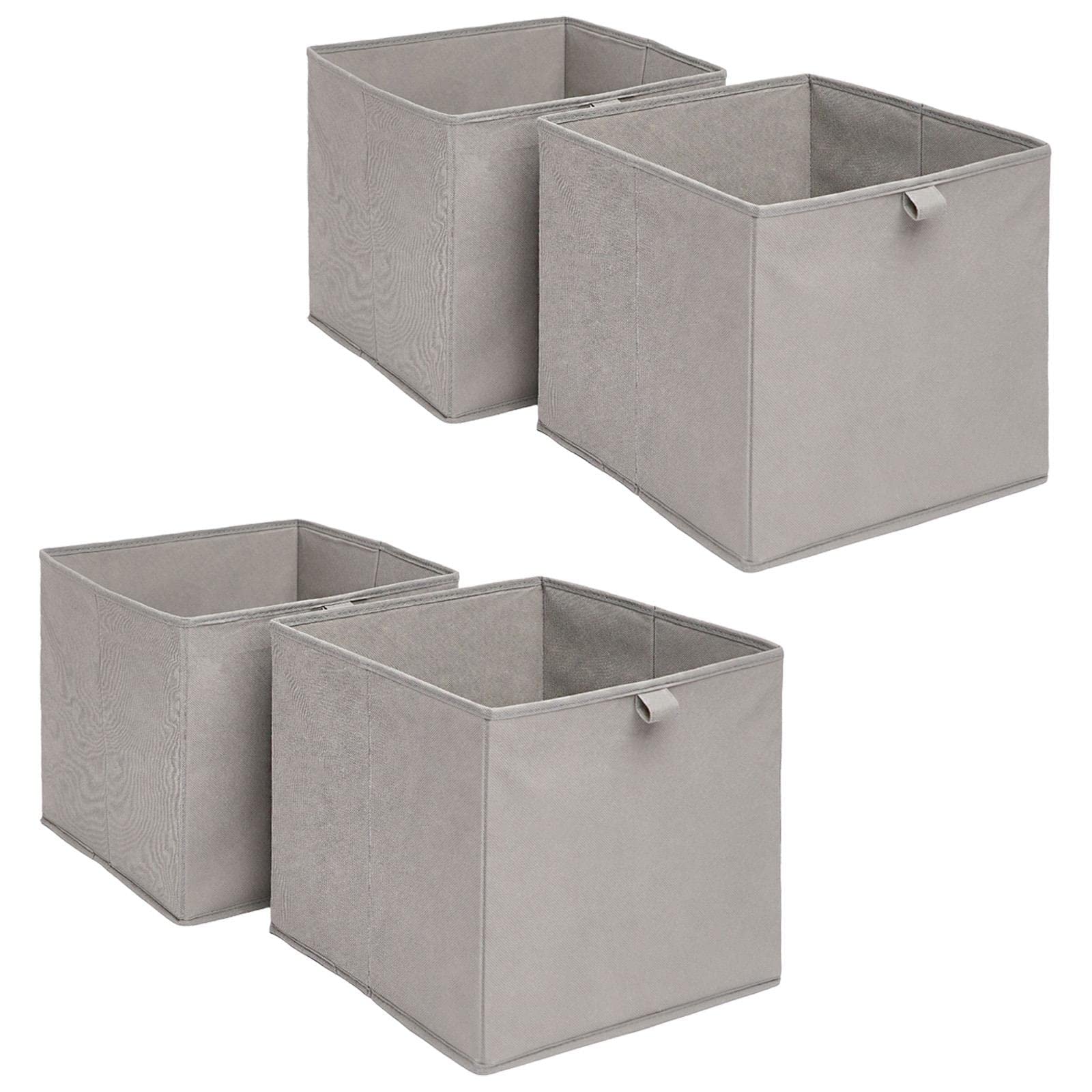 OHS Pack of 4 Fabric Storage Boxes Home Organiser Toys Clothing Bathroom Pop Up Collapsible Foldable Cube Box, Charcoal Grey