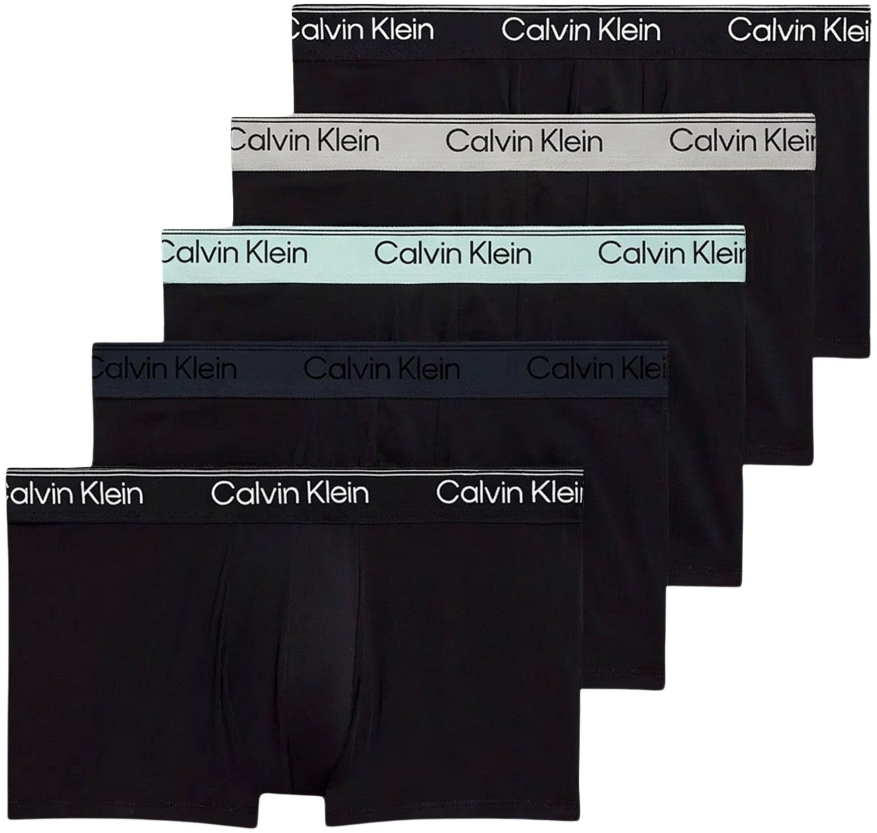 Calvin Klein Men LOW RISE TRUNK 5PK GREEN (Black/Light Cast/Feel The Mint/Shor) XL