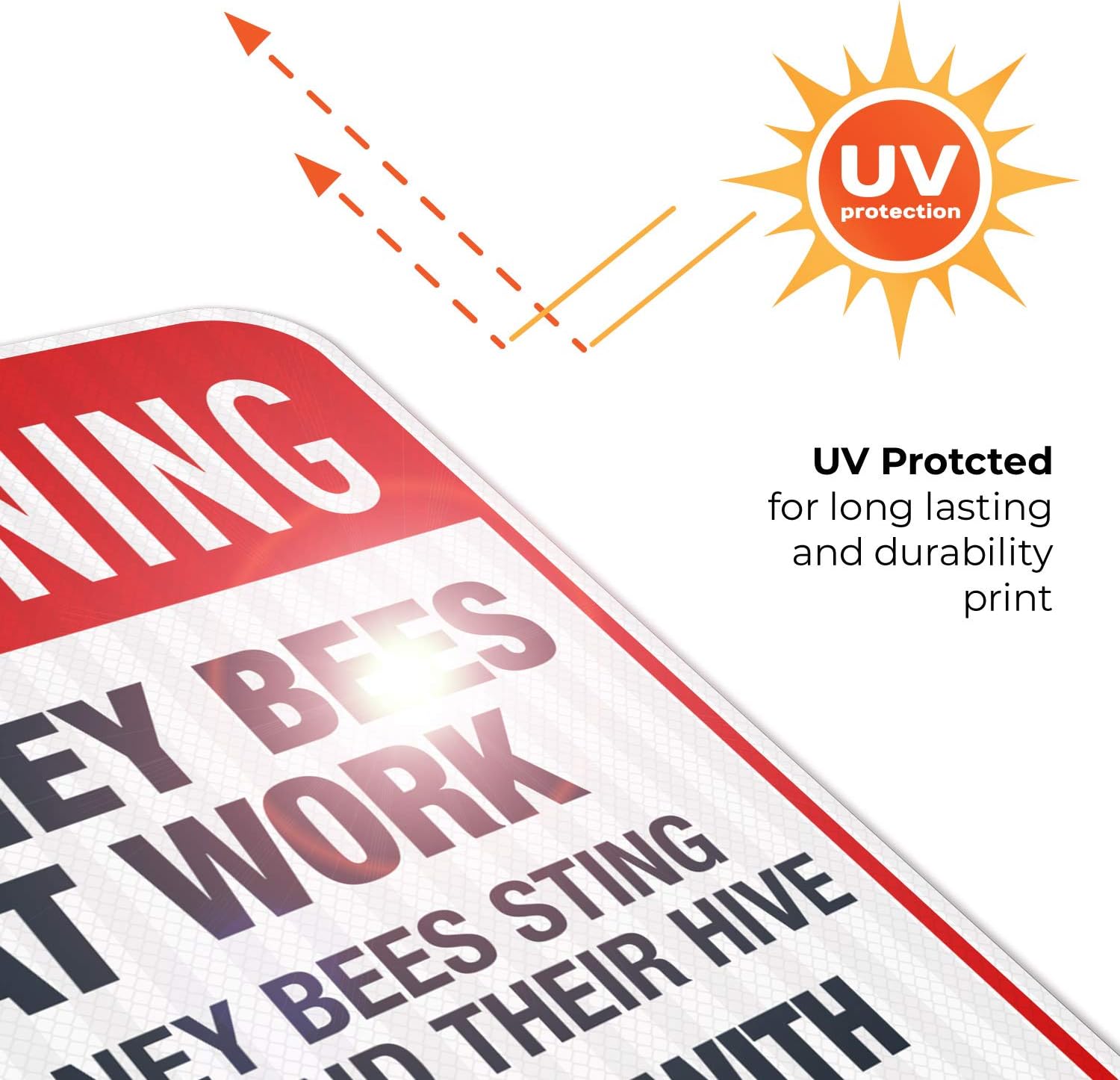Honey Bees at Work Honey Bees Sting to Defend Their Hive Proceed Sign, OSHA Warning Sign, 12x18 Inches, 3M EGP Reflective .063 Aluminum, Fade Resistant, Indoor/Outdoor Use, Made in USA