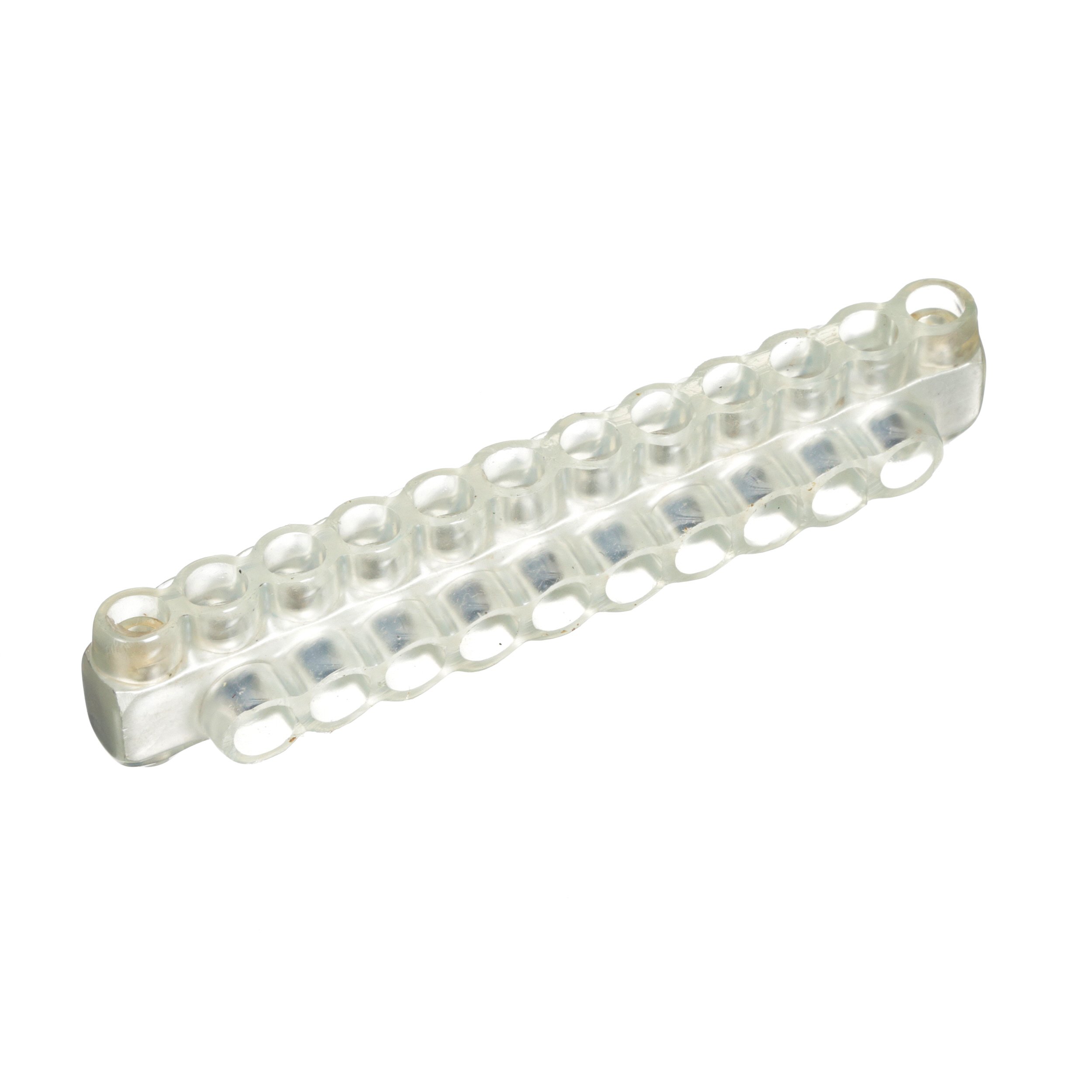 Panduit PCSBMT2/0-10-2Y Multi-Tap Connector, Clear Insulation, Double-Sided, Mounting Holes, 2/0 - #14 AWG STR/#10 - #14 AWG SOL Conductor Size Range, 10 Ports, 1/4