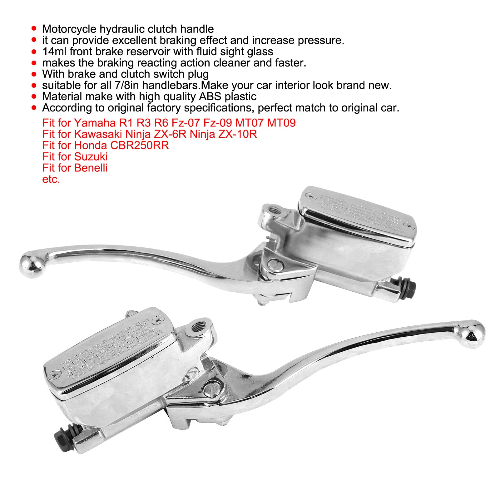 CHICIRIS Hydraulische Bremskupplung Hauptbremszylinder Pumpenhebel Links Rechts Vorne Bohrung Universal für Motorrad mit 7/8 Zoll Lenker